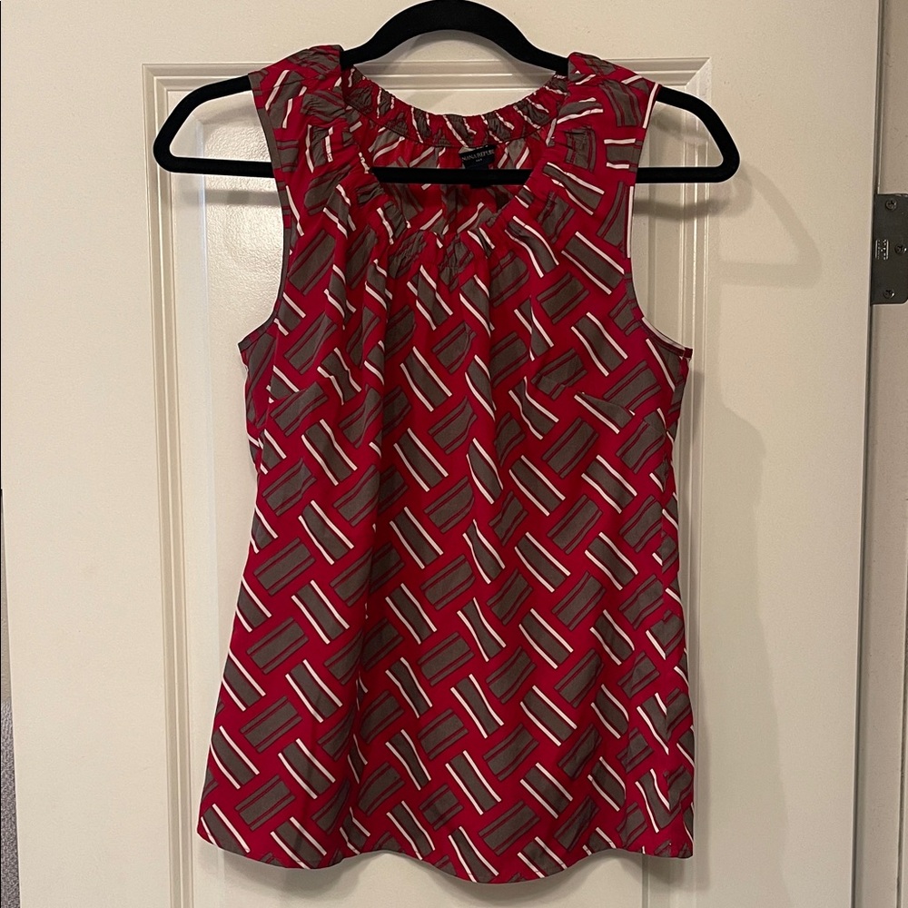 Banana Republic Red and Gray Patterned Blouse